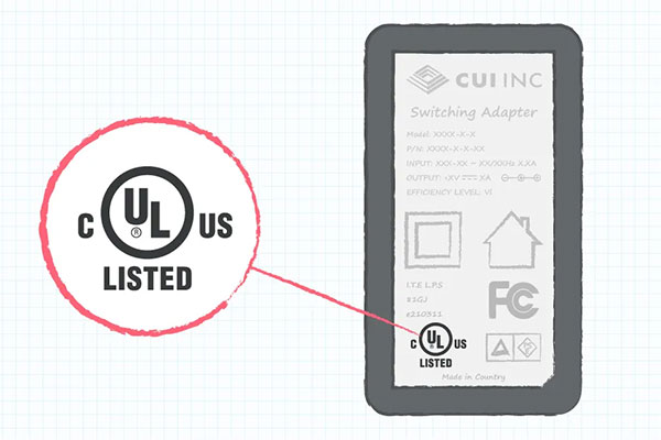 UL列名標(biāo)志顯示在外部電源適配器標(biāo)簽上